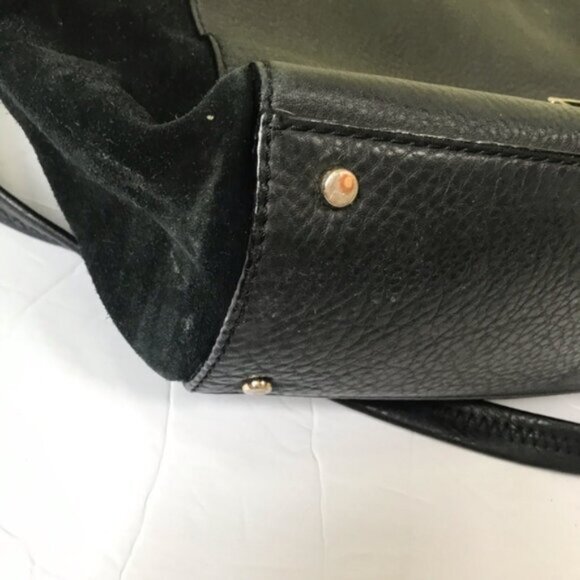 KATE SPADE Magnolia Park Pebble Leather Suede Satchel Shoulder Bag Large Logo - Picture 14 of 15
